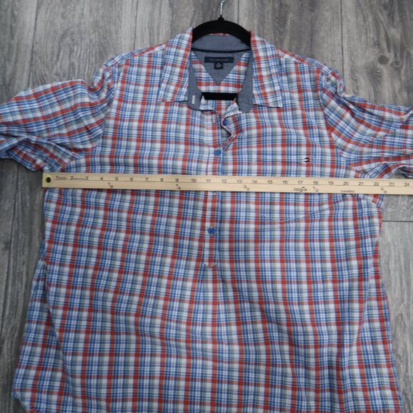 Tommy Hilfiger Womens Plaid 1/2 Button Up Long Sleeve Roll Up 3/4 Sleeve Blouse - Picture 12 of 17